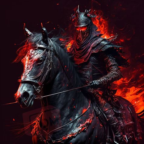 Chaos Knight, Old Warrior, Fire Horse, Magical Horses, Pure Evil, Without Warning, Horsemen Of The Apocalypse, Fantasy Horses, Dark Souls Art