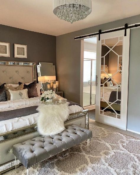 Bougie Bedroom Ideas, Glam Bathroom, Glam Bedroom Decor, Glam Life, Glam Bedroom, Bedroom Deco, Closet Door, Elegant Bedroom, Master Bedrooms Decor