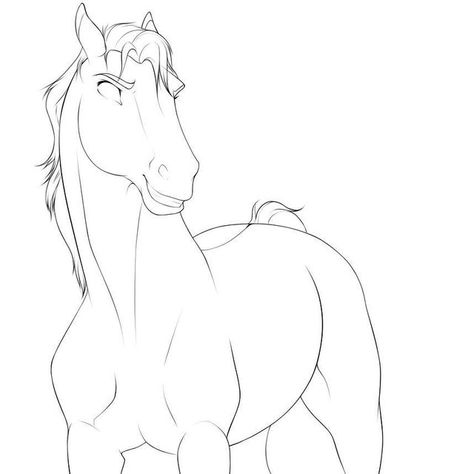 Horse Oc Base, Horse Base Drawing, Spirit Horse Drawing, Kelpie Horse, Horse Lineart, Horse Base, Horse Template, Horse Outline, Spirit The Horse