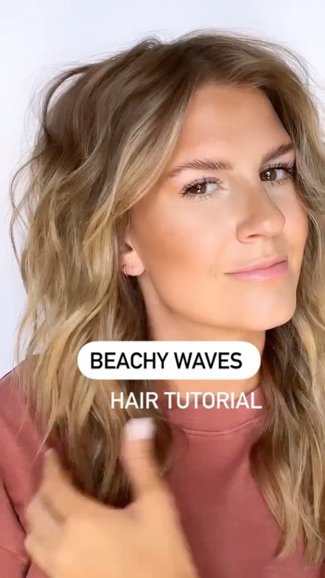 Undone Waves Tutorial, How To Get Textured Waves, Beach Wave Mid Length Hair, Textured Waves Hair Tutorial, Volume Beach Waves, Beachwave Curls With Flat Iron, How To Create Beachy Waves, Beach Waves For Short Hair With Flatiron, Wavy Hair Tools Beachy Waves