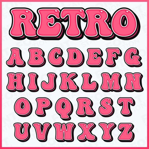 Bubble Letters Font, Girly Fonts Alphabet, Y2k Typeface, Cute Alphabet Fonts, Block Letters Font Alphabet, Cute Bubble Letter Fonts, Bubble Fonts Alphabet, Preppy Fonts, Fun Fonts Alphabet