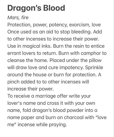 Dragon Blood Incense Benefits, Myrrh Magical Properties, Spell Herbs, Herb Magick, Magical Ingredients, Magick Herbs, Magickal Correspondences, Dragons Blood Incense, Hearth Witch