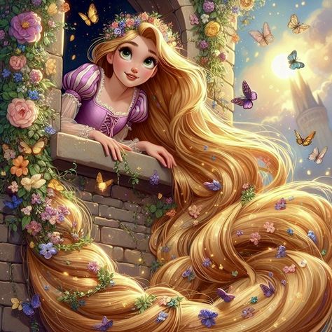 Disney Doodles, Walt Disney Princesses, Rapunzel Disney, Animation Disney, Disney Princess Rapunzel, Disney Princess Artwork, Look On The Bright Side, Art Puzzle, Disney Princess Fan Art