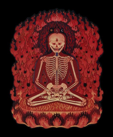 Tibetan Art Tattoo, Tibetan Flames, Tibetan Skeleton, Tibet Tattoo, Tibetan Skull, Buddhist Painting, Tibet Art, Tibetan Art, Eastern Art