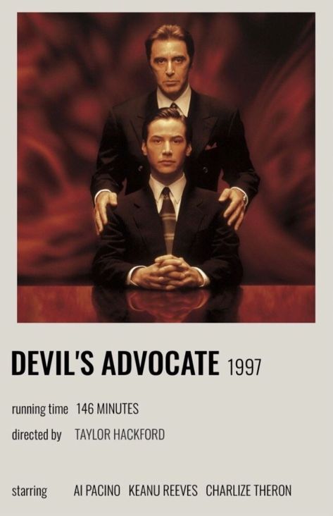 The Devils Advocate Poster, Devils Advocate Poster, Devils Advocate Aesthetic, Devil’s Advocate, Devils Advocate Movie, Philosophical Movies, Movies Recommendations, Best Tv Shows To Watch, Me And The Devil