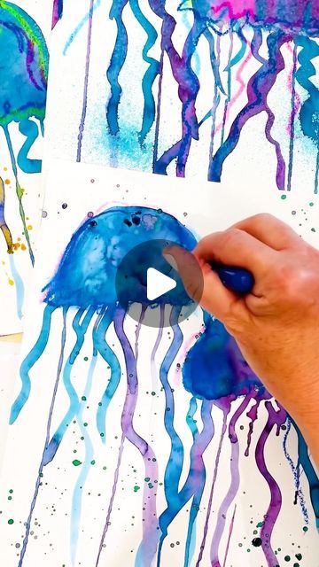 1,123 likes, 38 comments - deepspacesparkle on June 8, 2022: "This drippy technique is an absolute WINNER for kids’ engagement. It requires ✌️ things that are an absolute MUST: liquid watercolors and watercolor paper. It’s a super fast and fun lesson that involves drippy watercolors, a bit of paper tapping, and mess. Mistakes are encouraged and enthusiasm is expected! 🖌 It’s the perfect end of the school year and summer project. 🎨 Watch the free tutorial on the blog and download the handy Liquid Watercolor Projects For Kids, Watercolor Projects For Kids, Deep Space Sparkle, Liquid Watercolor, Watercolor Lessons, Watercolor Projects, Torn Paper, Summer Projects, Free Tutorial