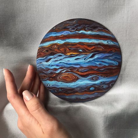 Jupiter Planet Original Art Jupiter Oil Painting Space Solar | Etsy Jupiter Painting, Jupiter Planet, Round Painting, Painting Space, Planet Painting, Space Solar System, Circle Canvas, Interior Artwork, Diy Wall Art Decor