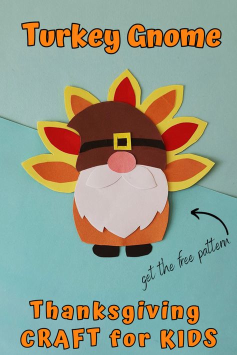 Turkey Gnome, Craft For Thanksgiving, Gnome Craft, Paper Turkey, Cute Turkey, Turkey Crafts, Thanksgiving Craft, Thanksgiving Crafts For Kids, Gnomes Crafts