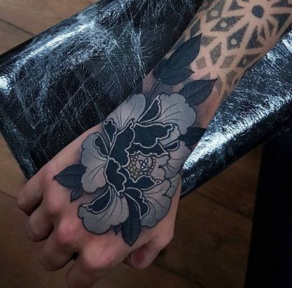 9 Nature’s Finest Peony Tattoo Designs Peony Hand Tattoo, Gotik Tattoo, Black Peony, Tato Lengan, Peonies Tattoo, Tattoo Cover-up, Up Tattoos, Dark Tattoo, 문신 디자인