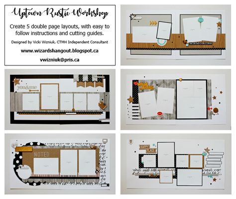 Uptown Rustic Workshop! Rustic Workshop, Scrapbook Studio, Wedding Scrapbooking Layouts, Ctmh Layouts, Scrapbooking Sketches, Holiday Scrapbook, Scrapping Ideas, Heart Projects, Page Layouts