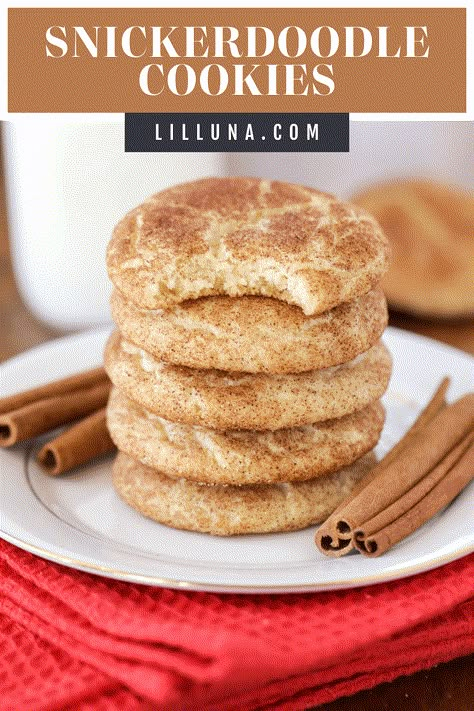 Super soft and full of cinnamon, these are our FAVORITE Snickerdoodle Cookies. They always get rave reviews! #snickerdoodle #snickerdoodles #snickerdoodlecookie #cookies Doodle Cookies, Gooey Desserts, Snickerdoodle Cookie Recipe, Best Snickerdoodle Cookies, Snicker Doodle, Snickerdoodle Cookie, Viral Recipes, Snickerdoodle Recipe, Snickerdoodle Cookies