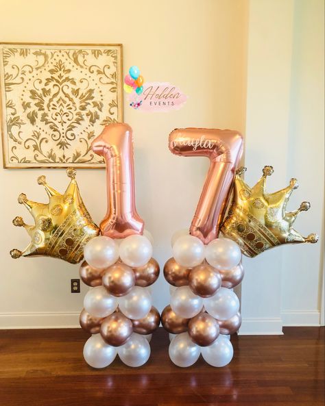 17th birthday Crown & Rose Gold balloons 17 Balloons Number, 17 Yaş Doğum Günü, 17 Birthday Balloons, 17th Birthday Decoration Ideas, 17th Birthday Balloons, 17th Birthday Decorations, 17 Balloons, 17 Doğum Günü, 17 Birthday