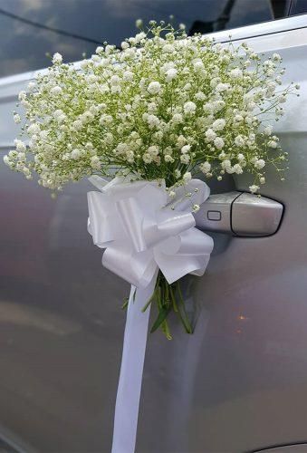 Gorgeous Wedding Car Decoration Ideas ★ wedding car decoration ideas tender handle decor tziporganeden flowers Car Decoration Ideas, Wedding Car Deco, Bridal Car, Wedding Car Decorations, Car Deco, Wedding Forward, Car Decoration, Baby's Breath, Wedding Flower Arrangements