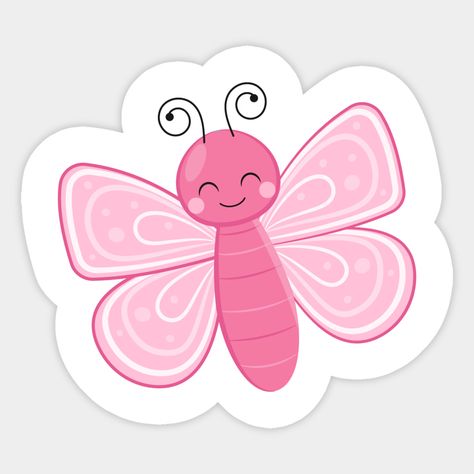 Cute Butterfly Stickers, Stickers Rosas, Stickers Rosa, Pink Butterfly Sticker, Cute Girl Sticker, Butterflies Stickers, Cute Cutouts, Tiny Stickers, Custom Car Stickers