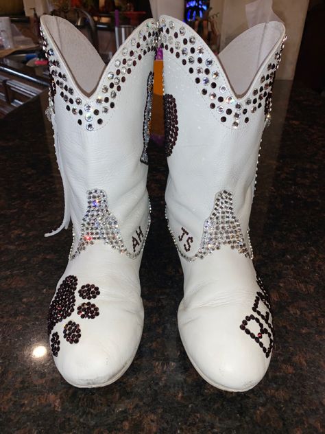 Drill Team Boots Decorated, Drill Team Boots Painted, Drill Team Aesthetic, Drill Team Boots, Senior Traditions, Senior Festivities, Drill Team Shirts, Boot Painting, Drill Dance