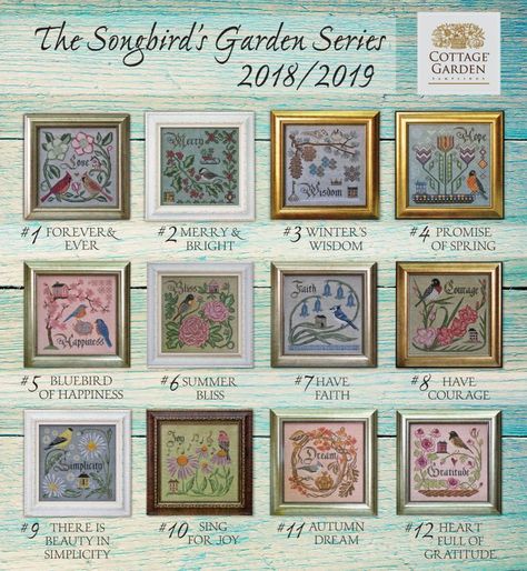 Cottage Garden Cross Stitch, Cottage Garden Samplings, Cross Stitch Cottage, Slow Stitching Projects, Bright Cross Stitch, Country Cottage Needleworks, Garden Cross Stitch, Cross Stitch Sampler Patterns, Bird Cross Stitch