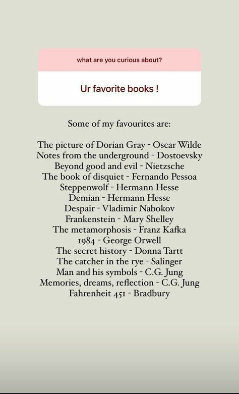 Favorite books 
List 
Persephonesblood
Persephonesmind
Oscar Wilde Persephonesblood Aesthetic, Persephonesblood Alessia, Demian Hermann Hesse, Books Tbr, Literature Humor, Read Books Online Free, 100 Books To Read, Self Development Books, Unread Books