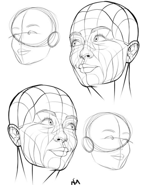 Portrait Study Sketches, Poses For Artists, Half Face Drawing, M Drawing, Drawing The Human Head, Artists Book, 얼굴 드로잉, Drawing Heads, Human Anatomy Art