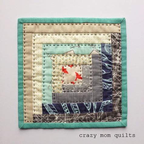 Log Cabin block... especially like the big stitch quilting Log Cabin Block, Hand Quilting Patterns, Quilt Big, Monthly Crafts, Crazy Mom, Cabin Quilt, Machine Quilting Designs, Merry Christmas Eve, Log Cabin Quilts