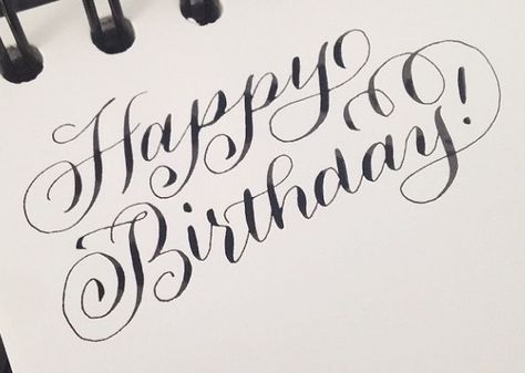 Happy Birthday Calligraphy, Happy Birthday Writing, Happy Birthday Font, Happy Birthday Typography, Abc Font, Birthday Typography, Fancy Writing, Calligraphy Cards, Hand Lettering Art