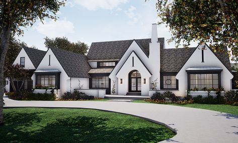 1775 Fox Street, Orono, Minnesota 55391 | Artisan Home Tour European Exterior Homes, Pool House Modern, Beam Vaulted Ceiling, Modern Tudor House Exterior, Modern French Country Exterior, Scullery Kitchen, White Stucco Exterior, Kitchen Scullery, French Modern Home