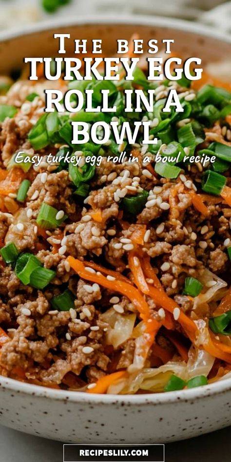 I just made the best turkey egg roll in a bowl! This easy recipe is packed with flavor and loaded with fresh veggies. It's my new go-to for a quick weeknight dinner that's both healthy and satisfying. You won't believe how simple it is to whip this up! Turkey Egg, The Best Turkey, Egg Roll In A Bowl, Healthy Turkey, Best Turkey, Coleslaw Mix, Quick Weeknight Dinners, Egg Roll, Bowl Recipe