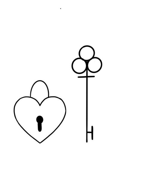 Couple Tattoo Stencil, Heart Locket Tattoo, Key Tattoo Designs, Lock Tattoo, Locket Tattoos, Bestie Tattoo, Key Tattoo, Clover Tattoos, Diamond Tattoos