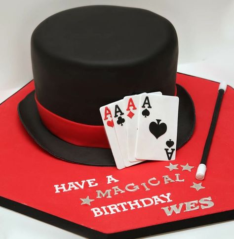 Magic Card Tricks Cake Ideas and Designs Magician Cake, Magicians Hat, Magician Birthday Party, Magician Hat, Magician Party, Magic Birthday Party, Personalised Cakes, Magic Card Tricks, Today Is Your Birthday