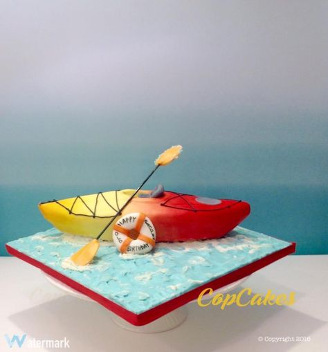 Kayak Cake - Cake by CopCakes Kayak Cake Ideas, Kayak Cake, Cakepops Ideas, Cake Themes, 40th Birthday Men, Dad Birthday Cakes, 60th Birthday Cakes, Cake Topper Tutorial, Cake Inspo