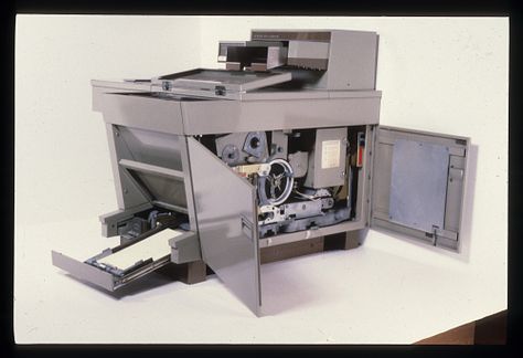 Introduced in 1959, the Xerox 914 plain paper copier revolutionized the document-copying industry. The culmination of inventor Chester Carlson's work on the xerographic process, the 914 was fast and economical. One of the most successful Xerox products ever, a 914 model could make 100,000 copies per month. In 1985, the Smithsonian received this machine, number 517 off the assembly line. It weighs 648 pounds and measures 42" high x 46" wide x 45" deep. Copy Machine, Rochester New York, Plain Paper, Object Lessons, Intellectual Property, 100 000, Chester, Science And Technology, The Original