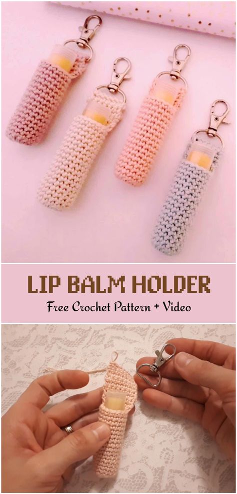 Easy Crochet Lip Balm Holder Crochet Lip Balm Holder, Cute And Easy Crochet, Useful Items, Confection Au Crochet, Crochet Geek, Crochet Keychain Pattern, Modest Summer, Lip Balm Holder, Easy Crochet Projects