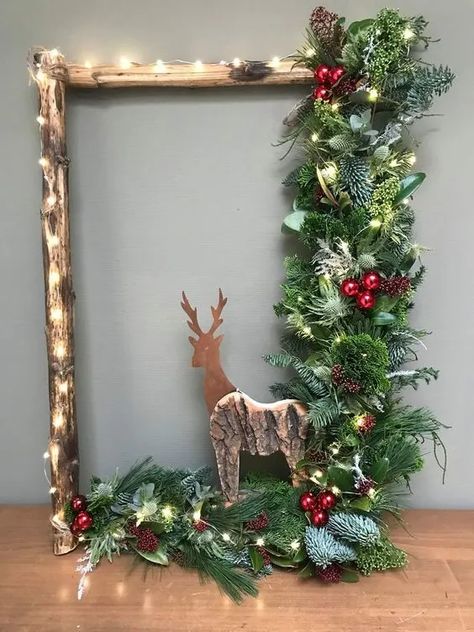 75+ Best DIY Christmas Frame Wreath Ideas in 2023 - HubPages Frame Wreath Ideas, Christmas Frames Diy, Christmas Wall Decor Diy, Christmas Decor Wall, Xmas Frames, Diy Christmas Wall, Picture Frame Wreath, Christmas Picture Frames, Picture Frame Crafts