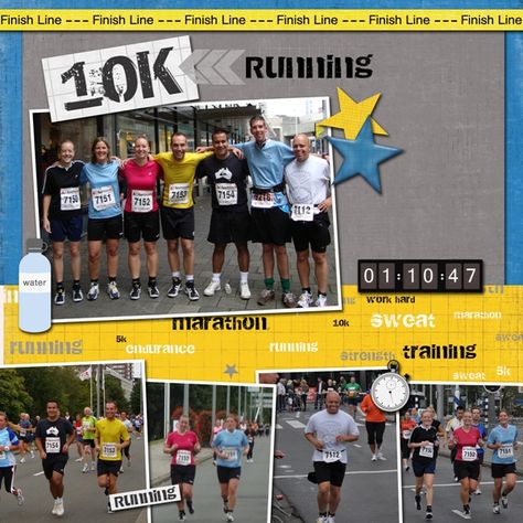 On the Run - Scrapbook.com Running Scrapbook, Scrapbooking Sports, Scrapbook Planning, School Scrapbook Layouts, Scrapbook Design Layout, Running Race, Disney Scrapbook Pages, School Scrapbook, Family Photo Album