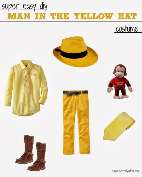 Bookish Costumes, Popsicle Stick Haunted House, Curious George Costume, Man With The Yellow Hat, Man In The Yellow Hat, Book Characters Dress Up, Kid Costumes, Character Dress Up, Curious George Birthday