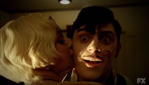 The Countess and Mr. James March. American Horror Story Hotel Season 5 Episode 7 American Horror Story 5, Mr March, Evan Peters American Horror Story, Ahs Cast, American Horror Story Hotel, Ahs Hotel, American Horror Story 3, The Countess, James Patrick