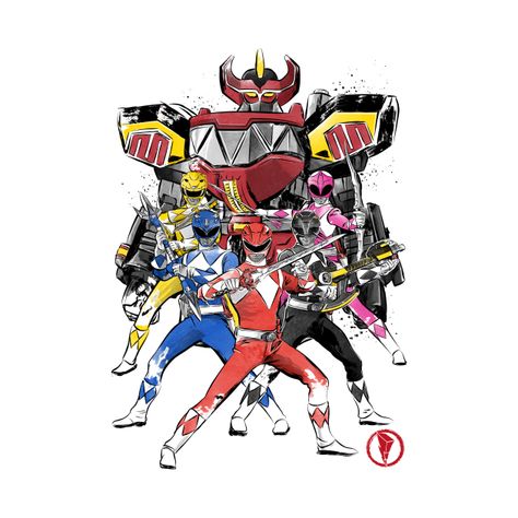 Power Rangers Poster, Power Rangers T Shirt, Power Rangers Art, Anime Tshirt, Mighty Morphin Power Rangers, Power Ranger, Artist Community, Sumi E, Phone Case Stickers