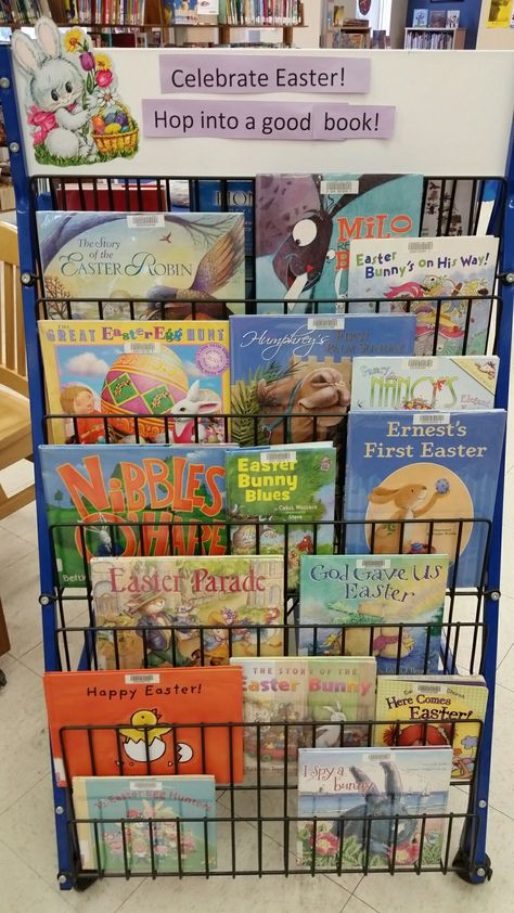 Easter library display Easter Library Displays, Book Displays, Library Display, Library Activities, Easter Parade, Library Displays, Library Decor, Library Ideas, Book Display