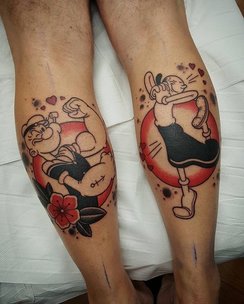 Olive Oyl Popeye Art, Popeye And Olive Oil Tattoo, Popeyes Tattoo, Olive Oil Popeye, Popeye Tattoo, Jason Tattoo, Olive Tattoo, Amy Valentine, Popeye And Olive