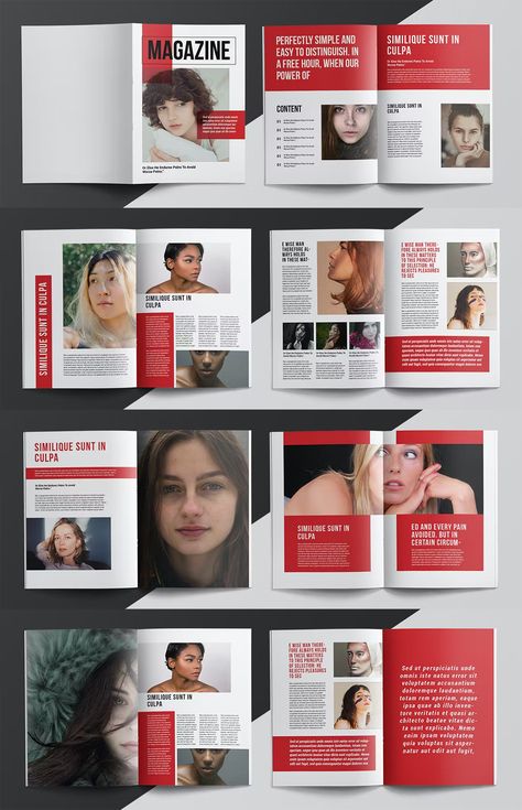 Red Mag Magazine Template InDesign INDD. 20+ Total Pages. Magazine Introduction Page, Layout Template Magazine, Magazine Cover Layout Templates, Magazine Layout Design Portrait, Magazine Yearbook, Birthday Magazine, Personal Magazine, University Magazine, Magazine Layout Black And White