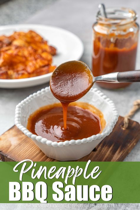 Homemade BBQ sauce with pineapple juice. Hawaiian Bbq Sauce Recipe, Hawaiian Bbq Sauce, Pineapple Bbq Sauce, Barbecue Dishes, Homemade Bbq Sauce Recipe, Pineapple Sauce, Hawaiian Bbq, Homemade Sauce Recipes, Barbecue Sauce Recipes