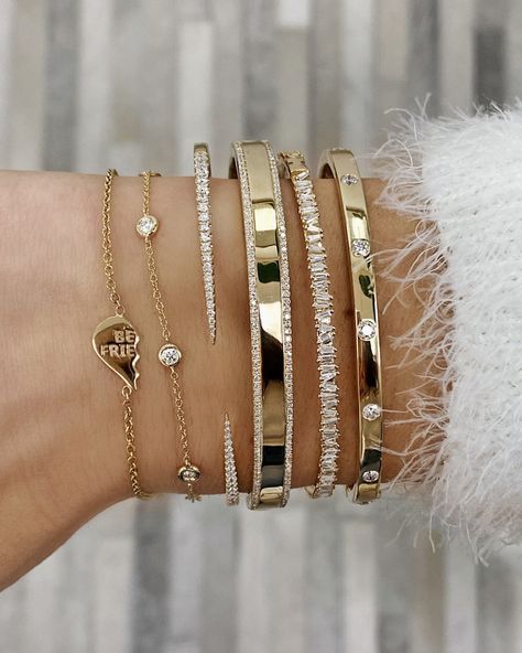 Dainty Designs, Bracelets Stacked, Gold Bracelets Stacked, Solid Gold Charms, Ring Concierge, Luxe Jewelry, Photography Styling, Sparkly Things, Bangles Jewelry Designs