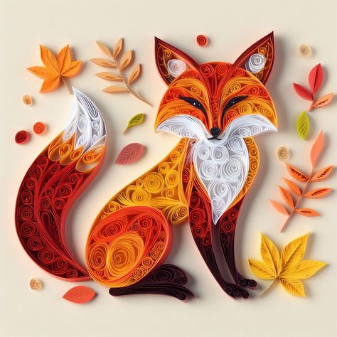 Fox Quilling Paper Art, Autumn Quilling Ideas, Halloween Quilling, Fall Quilling, Quilling Flower Designs, Quilling Letters, Neli Quilling, Quilling Pattern, Quilling Animals