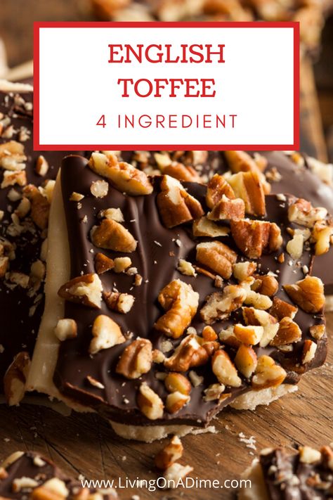 This English Toffee Recipe is so SUPER, SUPER SIMPLE and it only requires 4 ingredients! This is my absolute favorite candy! If I could only eat one candy this would be it! English Toffee Recipe, Cupcakes Red Velvet, Easy Christmas Candy Recipes, Toffee Chocolate, Easy Candy Recipes, Homemade Toffee, Toffee Recipe, English Toffee, Butter Milk