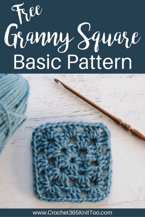 Easy to understand Basic Granny Square Pattern instructions. #basicgrannysquarepattern #grannysquare #crochet365knittoo Granny Square No Magic Circle, Easy Crochet Projects For Absolute Beginners, Easy Crochet Granny Square For Beginners, Granny Square Crochet Instructions, Easy Granny Square For Beginners Pattern, Crochet Granny Square One Color, Easy Crochet Projects Granny Square, Grammy Square Pattern, Traditional Granny Square Pattern