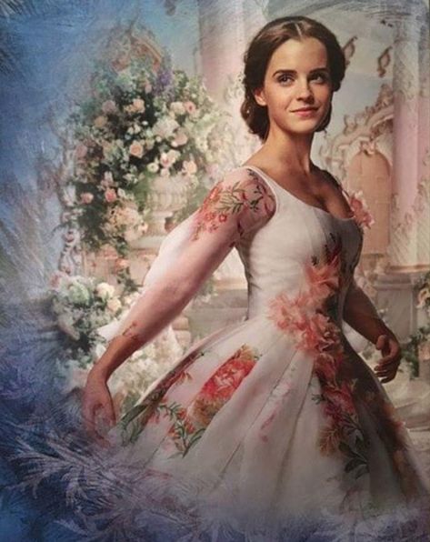 Beauty and the Beast 2017: Belle's dress at the Royal Celebration (ending scene) Belle Wedding Dress, Emma Watson, The Beast, Live Action, Beauty And The Beast, First Look, A Woman, White Dress, Wedding Dress