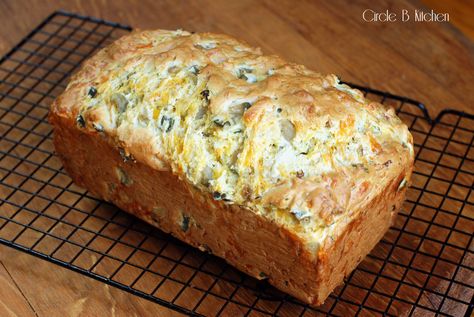 Cheesy Dill Pickle Bread — Circle B Kitchen Dill Pickle Bread, Pickle Bread, Dill Pickle Recipe, Dill Pickles, Bread Bun, Bread Machine Recipes, Bread Recipes Sweet, Dill Pickle, Pickling Recipes