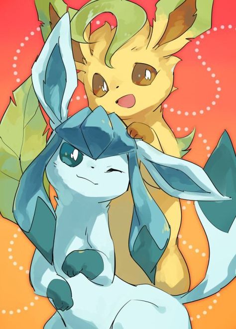 Leafeon and Glaceon Glaceon And Leafeon, Eeveelution Squad, Flareon Pokemon, Eevee Evolution, Pokemon Eeveelutions, Eevee Evolutions, Cute Pokemon Pictures, Pokemon Ships, Pokemon Special