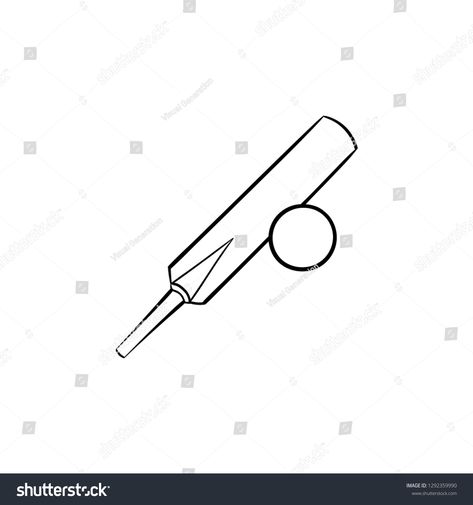 Cricket ball and bat hand drawn outline doodle icon. Leisure, cricet competition, sport equipment concept. Vector sketch illustration for print, web, mobile and infographics on white background. #Ad , #Ad, #icon#doodle#Leisure#competition Cricket Doodle, Cricket Drawing, Cricket Bat Ball, Sports Drawing, Bat Ball, Cricket Ball, Sport Equipment, Cricket (sports), Cricket Balls