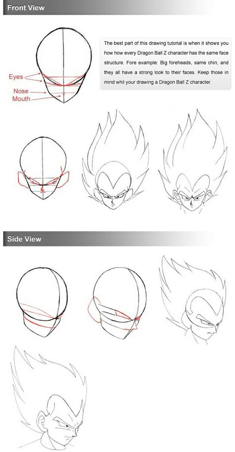 Dbz Drawing Tutorial, Dragon Ball Z Characters Drawing, Dragon Ball Z Doodles, Dbz Drawings Sketches Design Reference, Vegeta Face Drawing, Dbz Face Reference, Dragonball Art Style, Dbz Reference Drawing, Dbz Art Style Tutorial