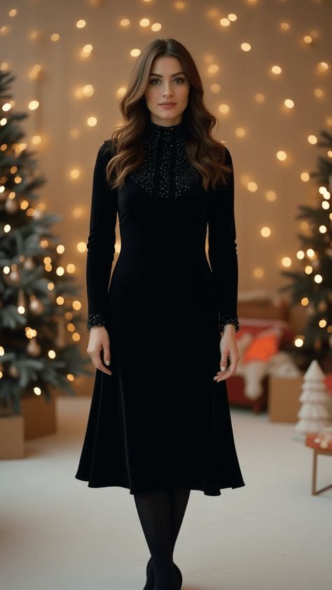 15 Classy Winter Outfits for an Elegant Look Black Winter Dress Outfit, Black Winter Dress, Winter Dress Outfit, Womans Outfit, Church Outfit Winter, Black Dress Winter, Winter Outfits For School, Classy Winter Outfits, Style Guru